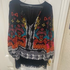 BEBE  shift dress with fringe